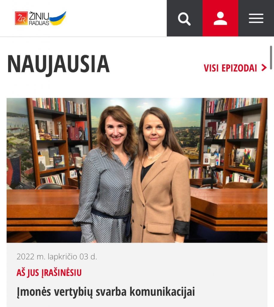 Žinių radijas pokalbis apie įmonės verytybes Jurgita Gaukštė Laura Dabulytė